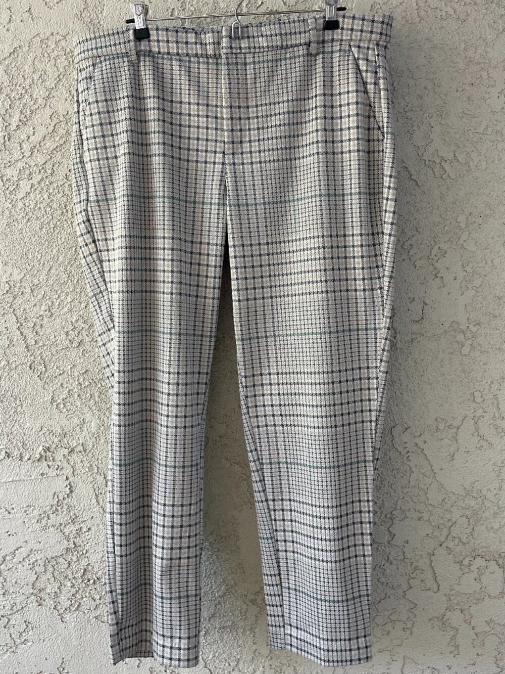 Liverpool Kelsey Knit Plaid Tapered Ankle Trouser Tan Blue Size 16/33
